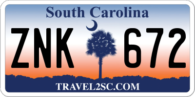 SC license plate ZNK672