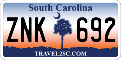 SC license plate ZNK692