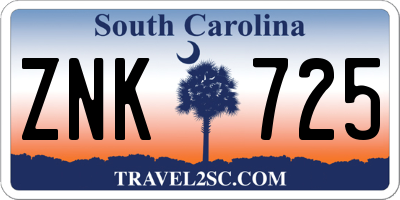 SC license plate ZNK725