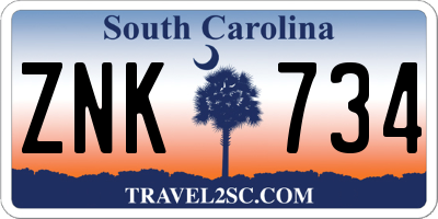SC license plate ZNK734