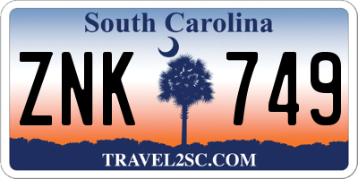 SC license plate ZNK749