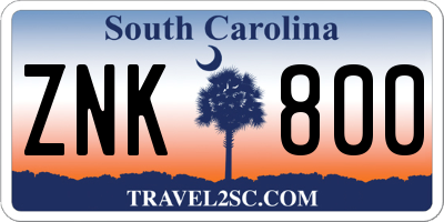 SC license plate ZNK800