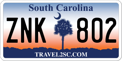 SC license plate ZNK802