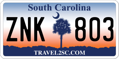 SC license plate ZNK803