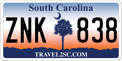 SC license plate ZNK838