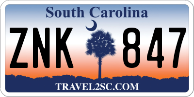 SC license plate ZNK847