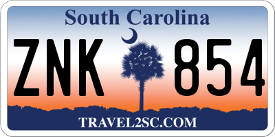 SC license plate ZNK854