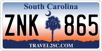 SC license plate ZNK865