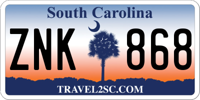 SC license plate ZNK868