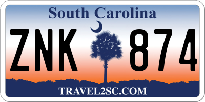 SC license plate ZNK874