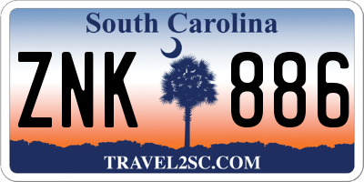 SC license plate ZNK886