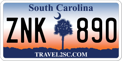 SC license plate ZNK890