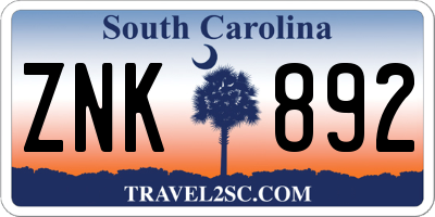 SC license plate ZNK892
