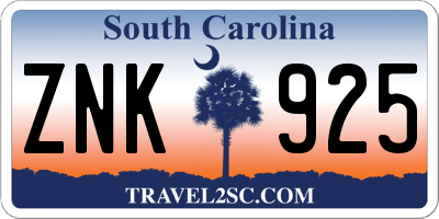 SC license plate ZNK925