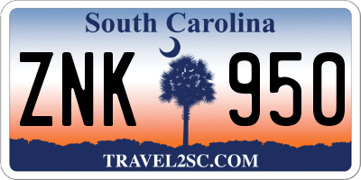 SC license plate ZNK950