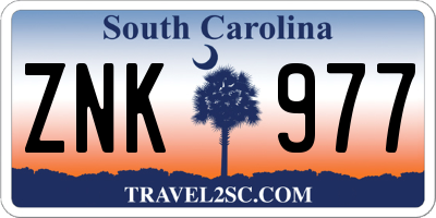 SC license plate ZNK977