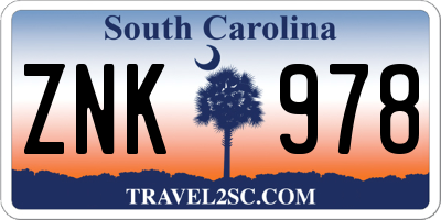 SC license plate ZNK978