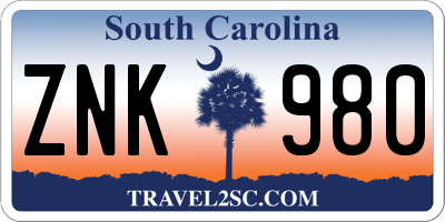 SC license plate ZNK980