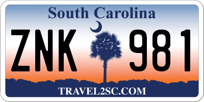 SC license plate ZNK981