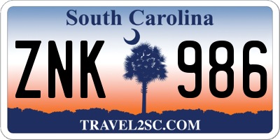 SC license plate ZNK986