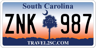 SC license plate ZNK987