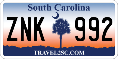 SC license plate ZNK992
