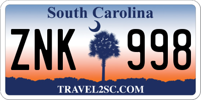 SC license plate ZNK998
