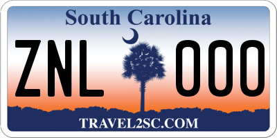SC license plate ZNL000