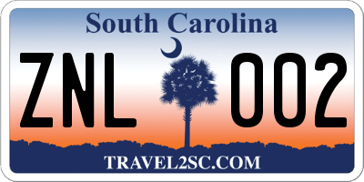 SC license plate ZNL002