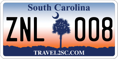 SC license plate ZNL008