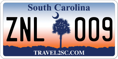 SC license plate ZNL009