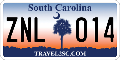 SC license plate ZNL014