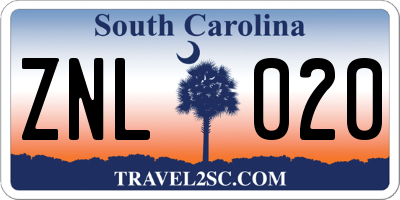 SC license plate ZNL020