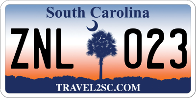 SC license plate ZNL023