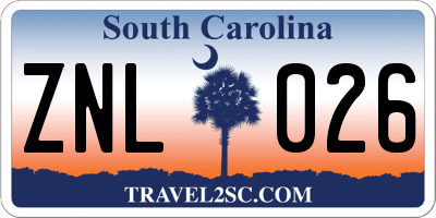 SC license plate ZNL026