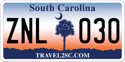 SC license plate ZNL030