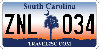 SC license plate ZNL034