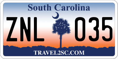 SC license plate ZNL035