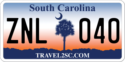 SC license plate ZNL040