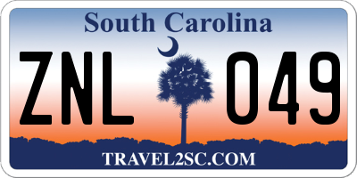 SC license plate ZNL049