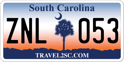 SC license plate ZNL053