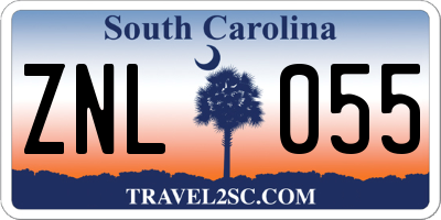 SC license plate ZNL055