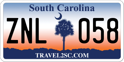 SC license plate ZNL058