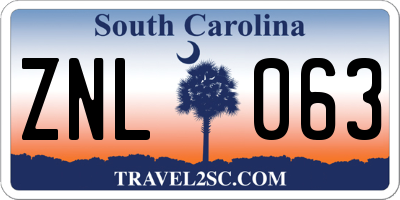 SC license plate ZNL063