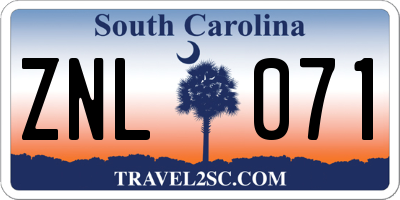 SC license plate ZNL071