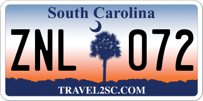 SC license plate ZNL072
