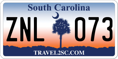 SC license plate ZNL073