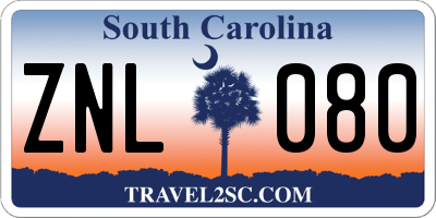 SC license plate ZNL080