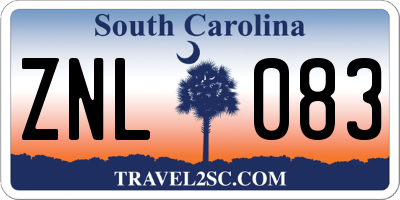 SC license plate ZNL083