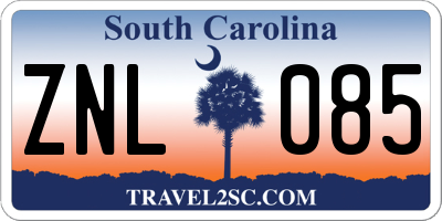 SC license plate ZNL085